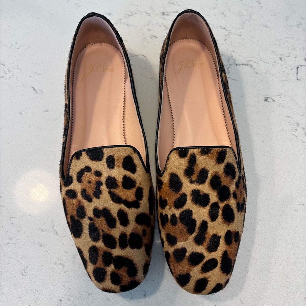 J. Crew Leopard Print Slip-On Flats in Brown and Black